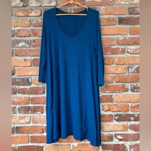 Garnet Hill Blue Teal Jersey Knit Dress M